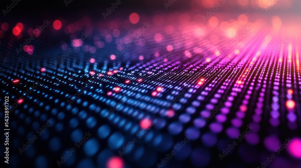 Wall mural digital data flow, abstract network, glowing background, tech presentation