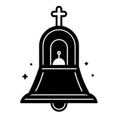Vector illustration of an antique golden bell, a symbol of ancient religion and hotel service, ringing with a clear sound