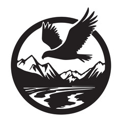 Eagle Flying Over Mountains – Wilderness and Freedom Symbol Vector