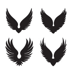 Stylized Angel Wings – Graceful Wing Vector in Black and White