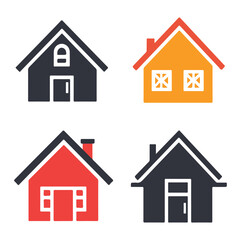 Flat Colorful House Icons – Modern Real Estate Vector Set