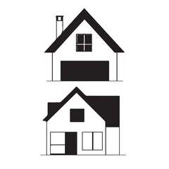Simple Modern Home Icons – Clean Architectural Front View Vector