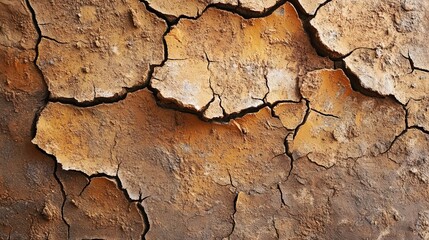 Fototapeta premium Dry Cracked Earth Texture Brown Soil Background Parched Land Drought Detailed Surface Arid Climate Pattern Natural Crackle Design Abstract Texture for Design Projects High Resolution Image of Dried 
