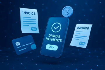 Digital payments with mobile device and invoices.