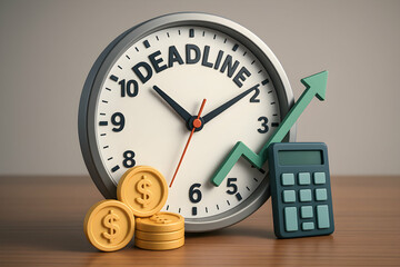 Clock and calculator showing deadline urgency.