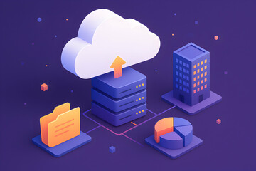 Cloud computing data transfer illustration.