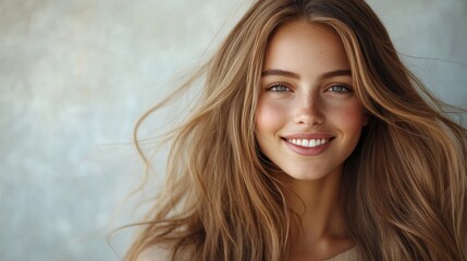 Fototapeta premium Smiling woman with healthy, long hair