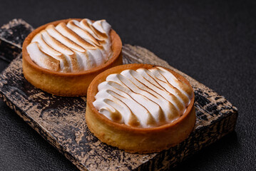 Lemon tart, meringue pie or fruit cream tart