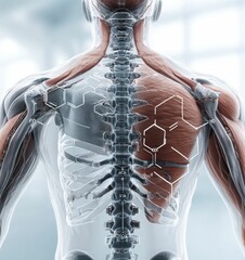 High-tech human body unfolding structure diagram, Quans Blue Technology, Transparent