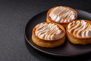 Lemon tart, meringue pie or fruit cream tart
