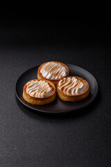 Lemon tart, meringue pie or fruit cream tart