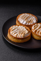 Lemon tart, meringue pie or fruit cream tart
