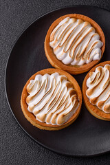 Lemon tart, meringue pie or fruit cream tart
