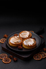 Lemon tart, meringue pie or fruit cream tart