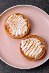 Lemon tart, meringue pie or fruit cream tart