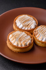 Lemon tart, meringue pie or fruit cream tart