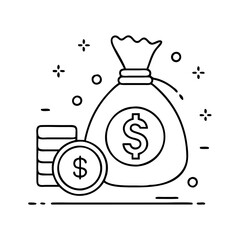 dollar money with bag icon, dollar money with bag vector illustration-simple illustration of dollar money with bag , perfect for dollar money with bag logos and icons