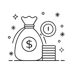 dollar money with bag icon, dollar money with bag vector illustration-simple illustration of dollar money with bag , perfect for dollar money with bag logos and icons