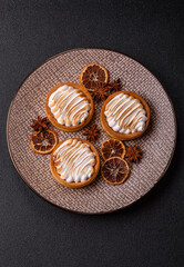 Lemon tart, meringue pie or fruit cream tart