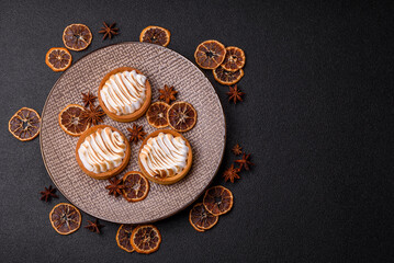 Lemon tart, meringue pie or fruit cream tart