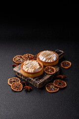 Lemon tart, meringue pie or fruit cream tart