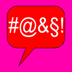 Illustration of a red comic bubble with special characters. Comic bubble with censored text. Censorship using special, comic bubble.