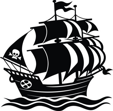 recommend clip art: Pirate Ship Silhouette Vector | Vintage Sailing Vessel Design