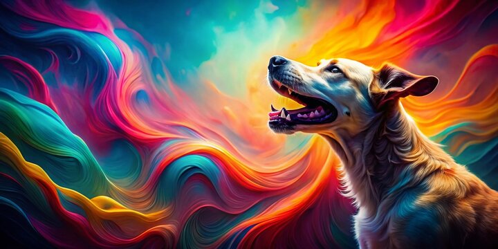 Surreal Canine Cacophony: A Dreamlike Barking Dog Photo