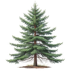 Obraz premium Single blue spruce tree on a transparent background