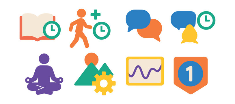 time recovery from screens: reading time regained, walking time saved icon, meditation gained icon, conversation minutes recovered, real world moments tracker, productivity restored