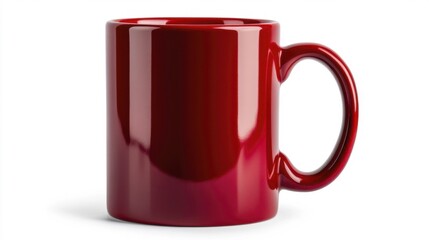 Red Ceramic Mug on White Background. Generative AI