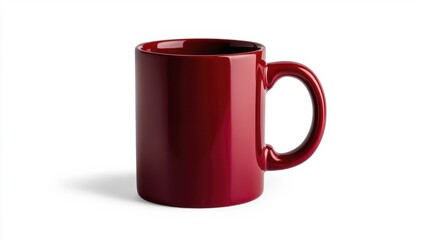Burgundy mug mockup on white background. Generative AI