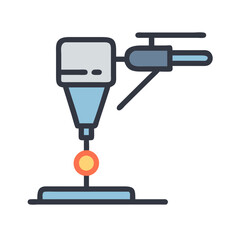 Abstract Robot Arm Soldering with Orange Sphere Icon