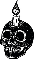 Skull With Candle On Top