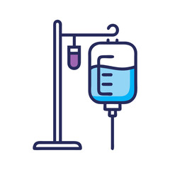 Colorful Medical IV Drip Illustration on Black Background