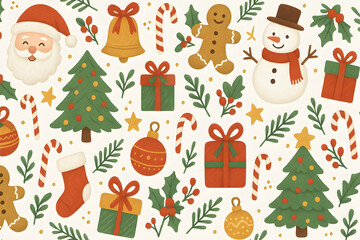 Festive Christmas illustrations and decorations.