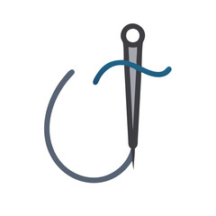 Needle and thread logo design on black background