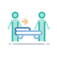 Medical Team Transferring Patient Bed, Hospital Care Vector Icon