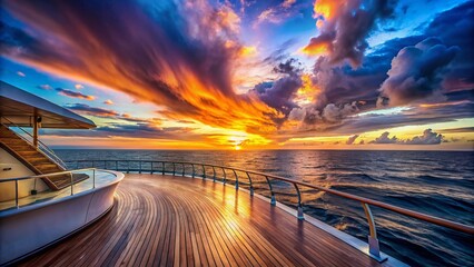 Surreal Seascape: Luxurious Yacht Deck Overlooking Dreamy Ocean