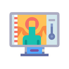 Healthcare Data Visualization on Computer Screen Illustration Icon