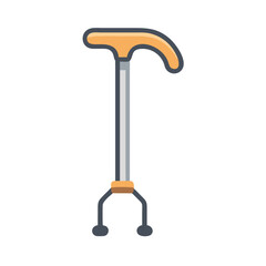 Assisted Living Quad Cane Walking Stick Icon Illustration