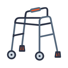 Rolling walker illustration for mobility assistance, rehab and healthcare