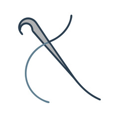 Needle and Thread Icon on Black Background Illustration