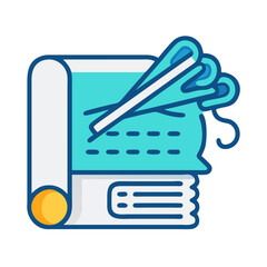 Sewing pattern icon with needle and thread spools