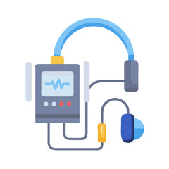 Audiometry testing equipment with monitor and headphones vector