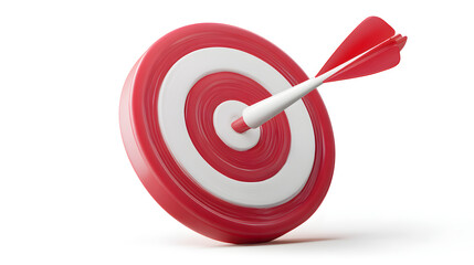 A vibrant red and white dartboard with an arrow striking the bullseye, symbolizing precision and success.