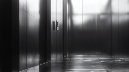 144. Elevator with chrome panels and floating floor indicator