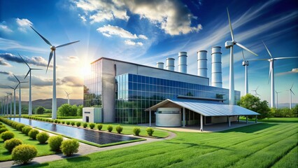 Obraz premium Sustainable Eco Factory: Green Energy Production and Manufacturing Image