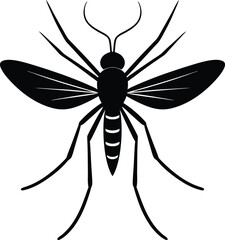 Detailed Mosquito Silhouette in Black and White