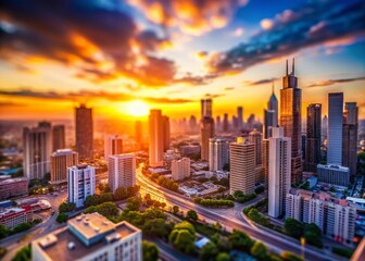 Fototapeta premium Tilt-Shift Miniature Cityscape: Financial Growth & Investment Success